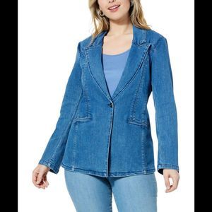 MarlaWynne Denim A-line Blazer Medium Wash - Regular